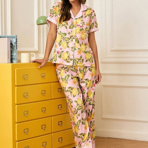 Multicolor Casual Women's Minimalist Sleepwear Pajama Set - Picture 3 of 6